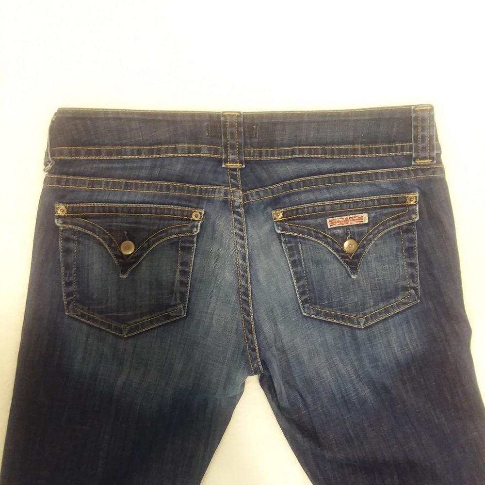 Hudson Jeans Low Rise Bootcut Triangle Flap Pocket Dark Blue Wash Size31 USA Y2K - Picture 6 of 15